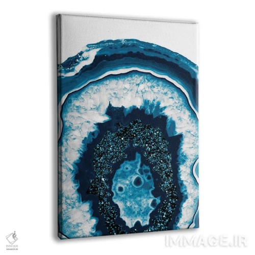 تابلو عقیق آبی و سفید با درخشش آبی یک اثر هنر آنیتا و بلا - نمای پرسپکتیو محصول