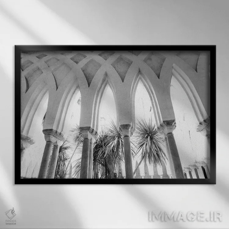 تابلو باغ دوموی آمالفی سه اثر هنر آنیتا و بلا - نمای قابدار مشکی