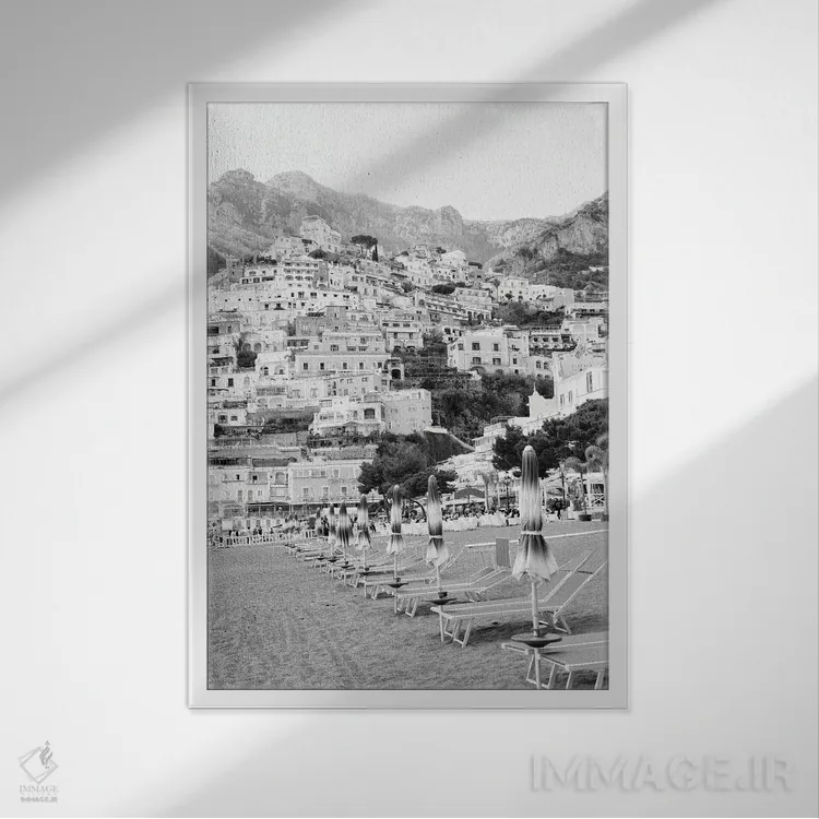 تابلو رویای چترهای ساحلی پوزیتانو دوم اثر هنر آنیتا و بلا - نمای قابدار سفید