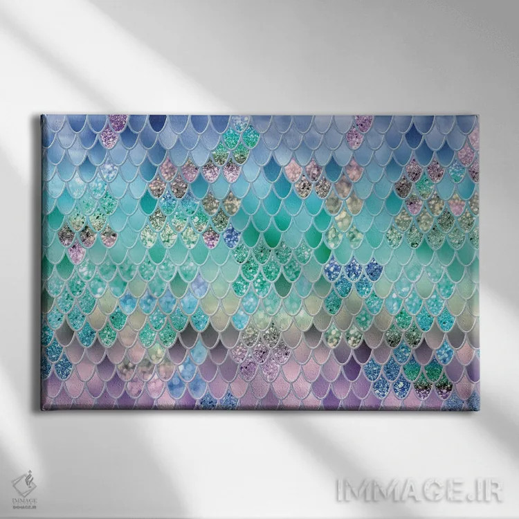 تابلو فلسهای پری دریایی تابستانی هشتم اثر هنر آنیتا و بلا - نمای روبهرو روی دیوار