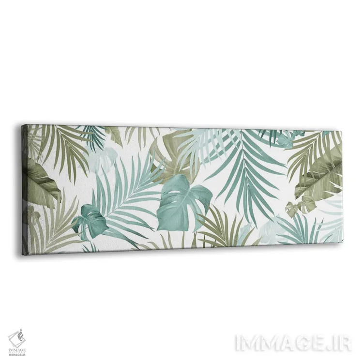 تابلو الگوی برگهای جنگل گرمسیری هفدهم اثر هنر آنیتا و بلا - نمای پرسپکتیو محصول