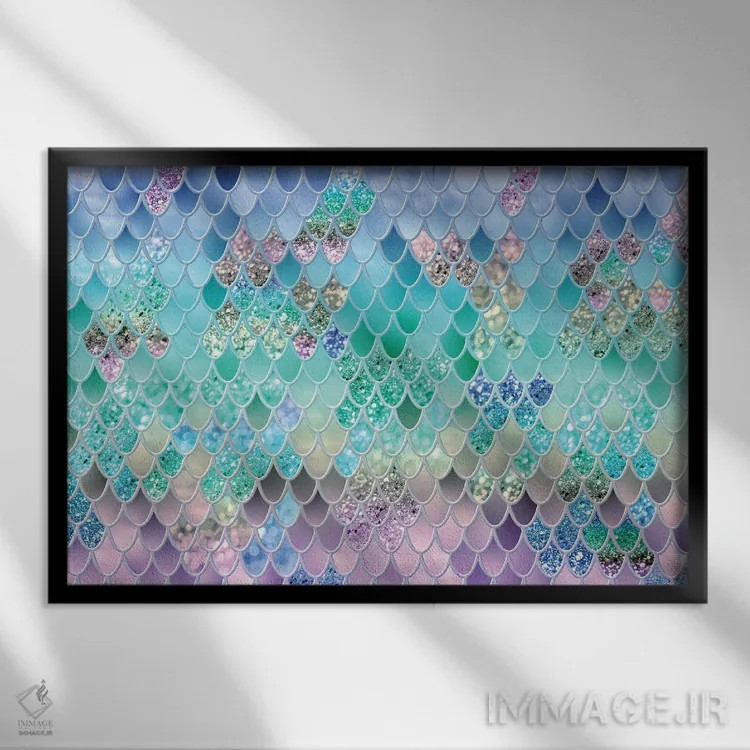 تابلو فلسهای پری دریایی تابستانی هشتم اثر هنر آنیتا و بلا - نمای قابدار مشکی