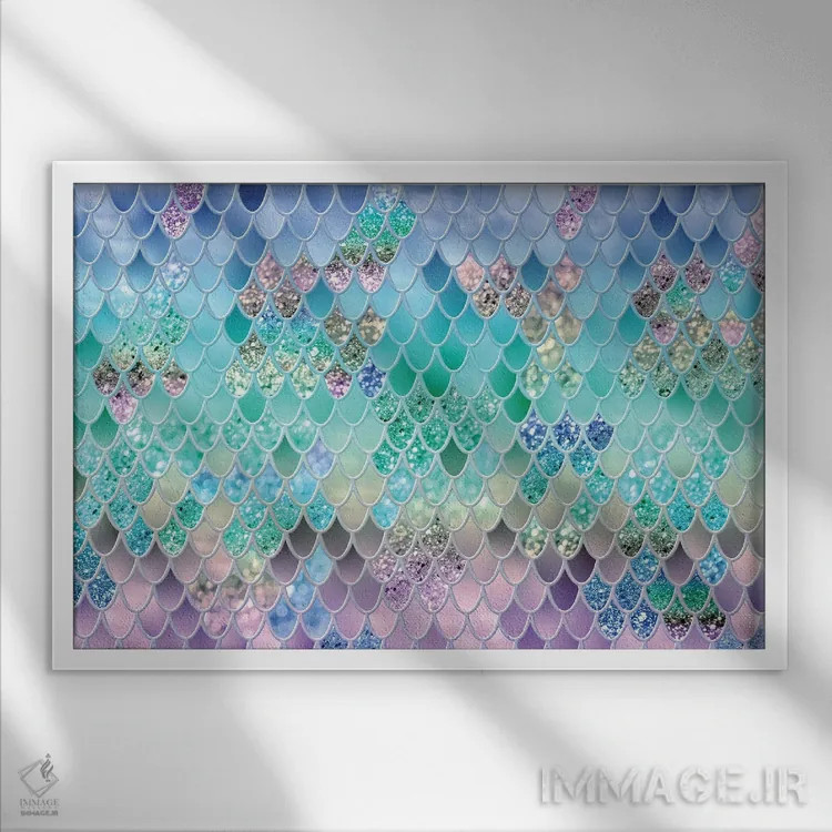 تابلو فلسهای پری دریایی تابستانی هشتم اثر هنر آنیتا و بلا - نمای قابدار سفید