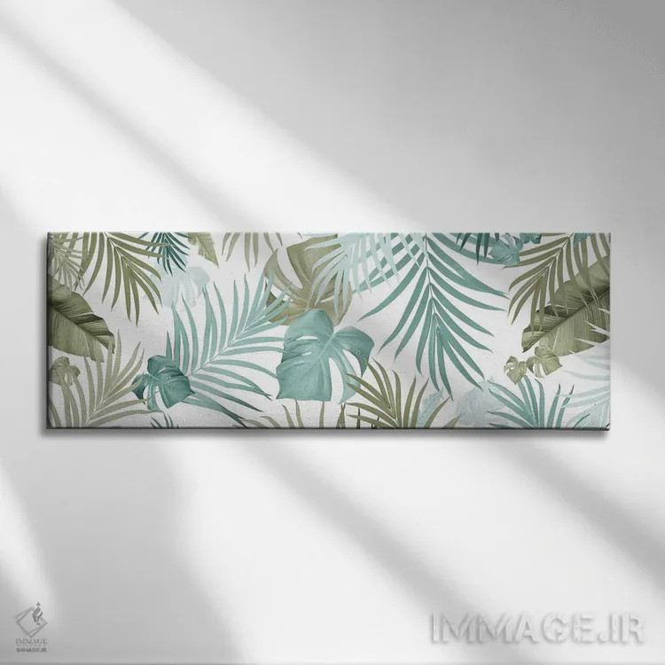 تابلو الگوی برگهای جنگل گرمسیری هفدهم اثر هنر آنیتا و بلا - نمای روبهرو روی دیوار