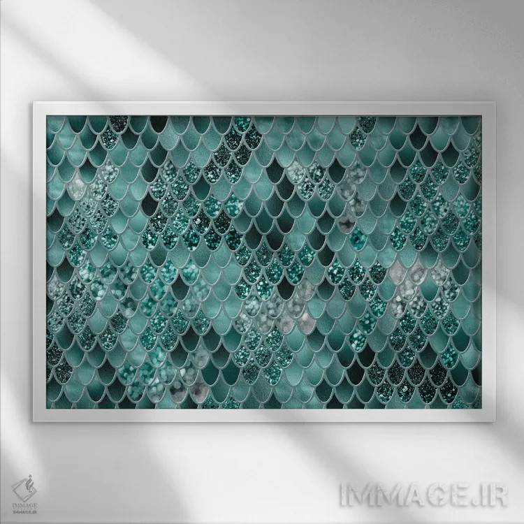 تابلو شکوه فلس پری دریایی نهم اثر هنر آنیتا و بلا - نمای قابدار سفید