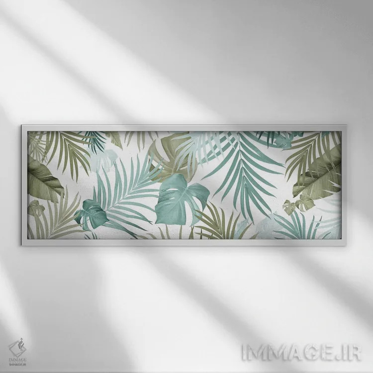 تابلو الگوی برگهای جنگل گرمسیری هفدهم اثر هنر آنیتا و بلا - نمای قابدار سفید