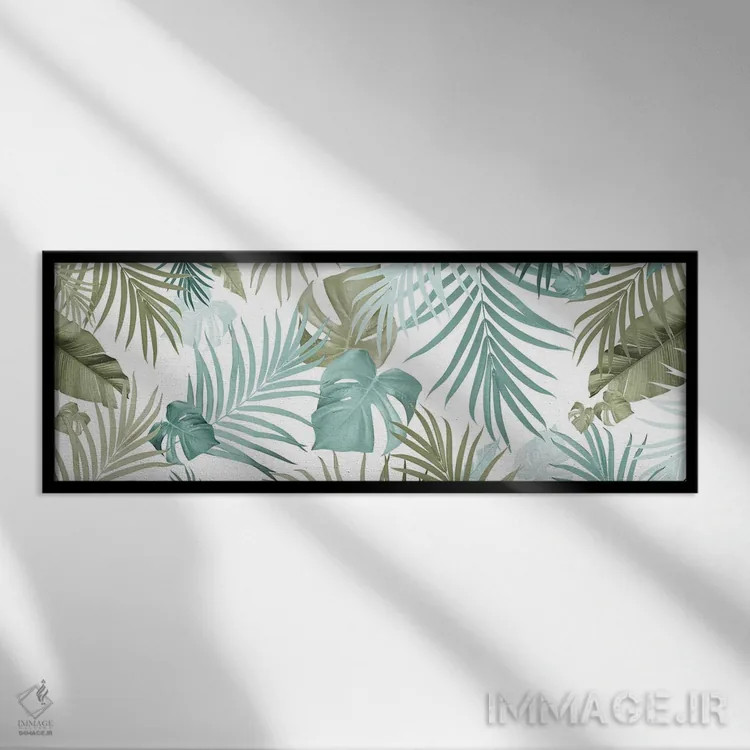 تابلو الگوی برگهای جنگل گرمسیری هفدهم اثر هنر آنیتا و بلا - نمای قابدار مشکی