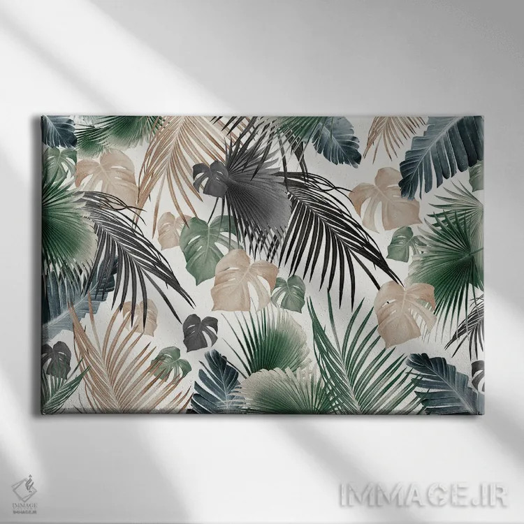 تابلو رویای برگهای جنگل گرمسیری سیزدهم اثر هنر آنیتا و بلا - نمای روبهرو روی دیوار