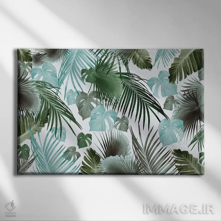 تابلو رویای برگهای جنگل گرمسیری چهاردهم اثر هنر آنیتا و بلا - نمای روبهرو روی دیوار