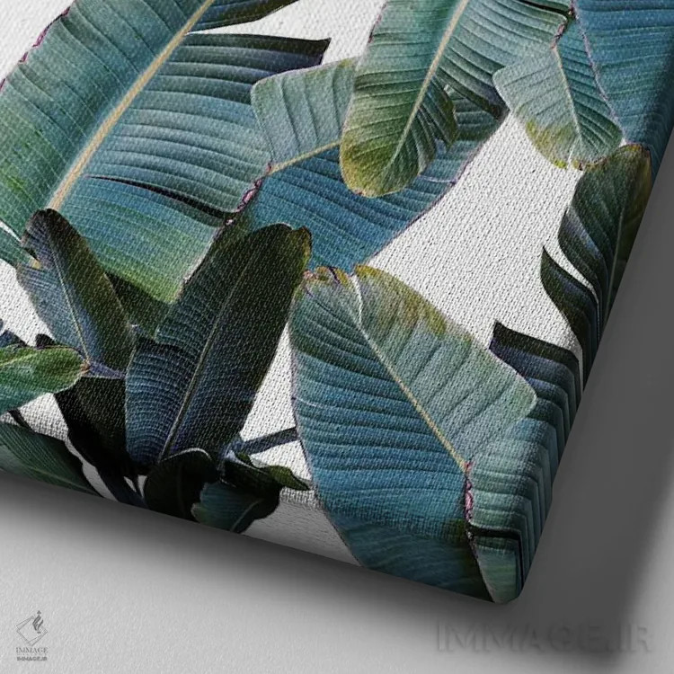 تابلو برگهای موز جنگل گرمسیری چهارم اثر هنر آنیتا و بلا - نمای نزدیک بافت بوم