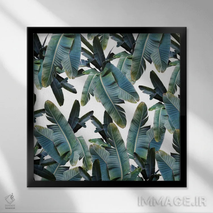 تابلو برگهای موز جنگل گرمسیری چهارم اثر هنر آنیتا و بلا - نمای قابدار مشکی
