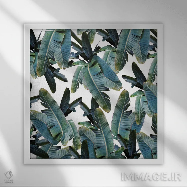تابلو برگهای موز جنگل گرمسیری چهارم اثر هنر آنیتا و بلا - نمای قابدار سفید