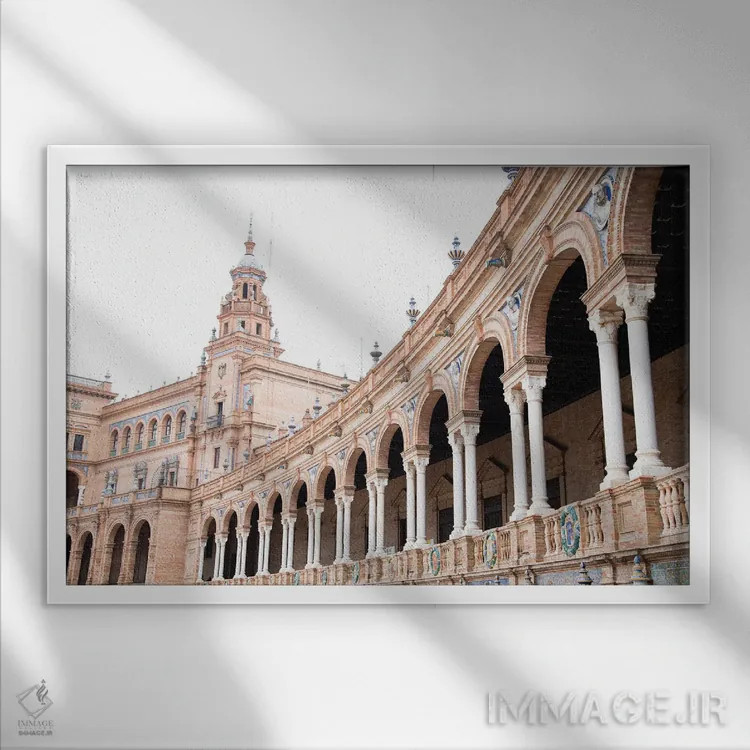 تابلو میدان اسپانیا در سویا یک اثر هنر آنیتا و بلا - نمای قابدار سفید