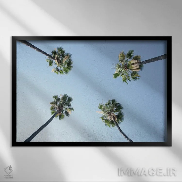 تابلو زیر درختان نخل یک اثر هنر آنیتا و بلا - نمای قابدار مشکی