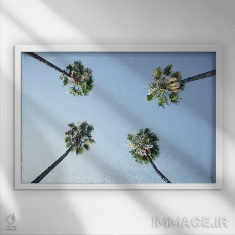 تابلو زیر درختان نخل یک اثر هنر آنیتا و بلا - نمای قابدار سفید