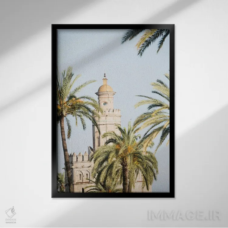 تابلو برج دل اورو در سویا یک (برج طلایی) اثر هنر آنیتا و بلا - نمای قابدار مشکی