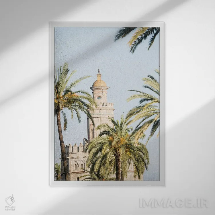 تابلو برج دل اورو در سویا یک (برج طلایی) اثر هنر آنیتا و بلا - نمای قابدار سفید