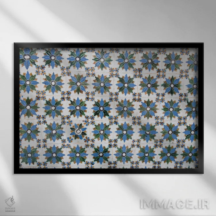 تابلو کاشیهای اسپانیایی یک اثر هنر آنیتا و بلا - نمای قابدار مشکی