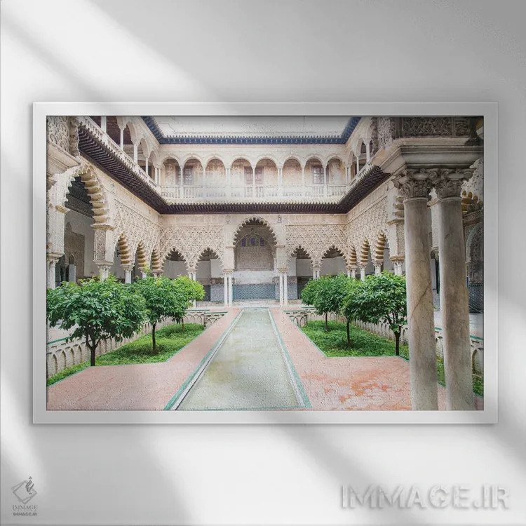 تابلو حیاط د دونسلاس در سویا یک (سبک معماری اسپانیایی) اثر هنر آنیتا و بلا - نمای قابدار سفید