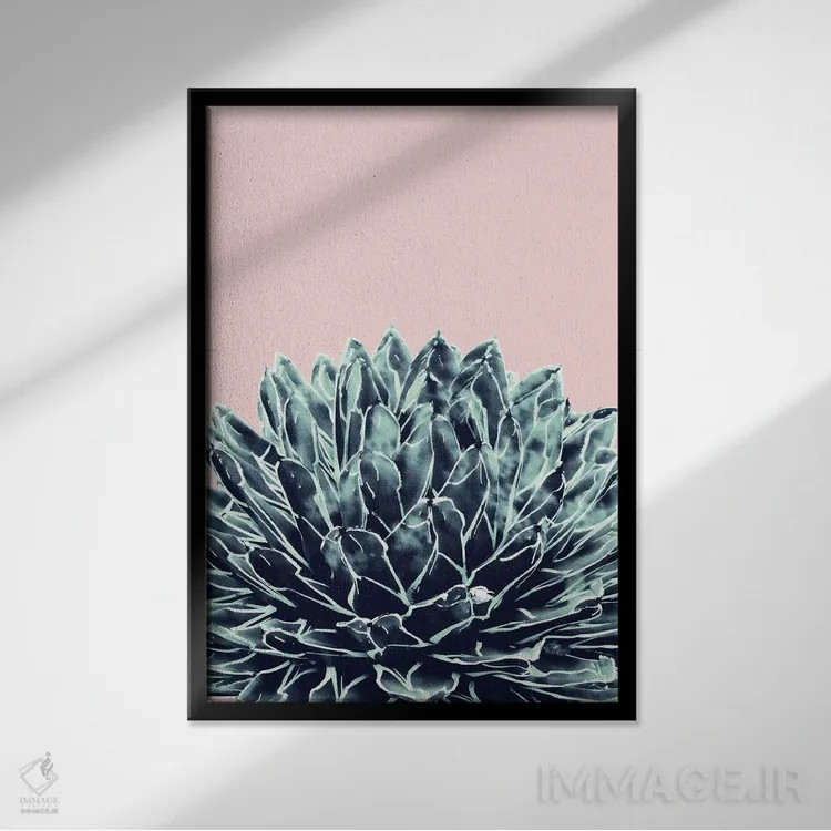 تابلو آگاو سرمهای صورتی شیک یک اثر هنر آنیتا و بلا - نمای قابدار مشکی