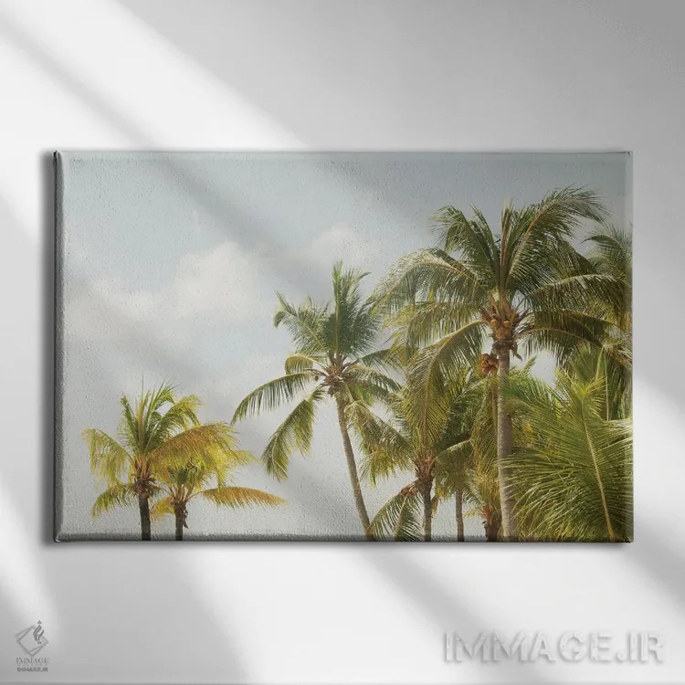 تابلو حالوهوای ساحل نخلهای کارائیب سوم اثر هنر آنیتا و بلا - نمای روبهرو روی دیوار