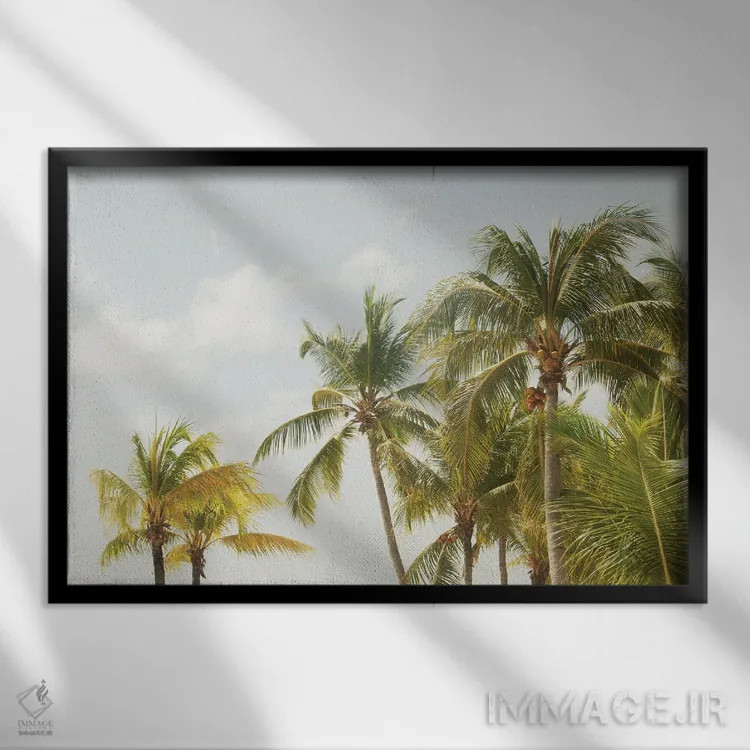 تابلو حالوهوای ساحل نخلهای کارائیب سوم اثر هنر آنیتا و بلا - نمای قابدار مشکی