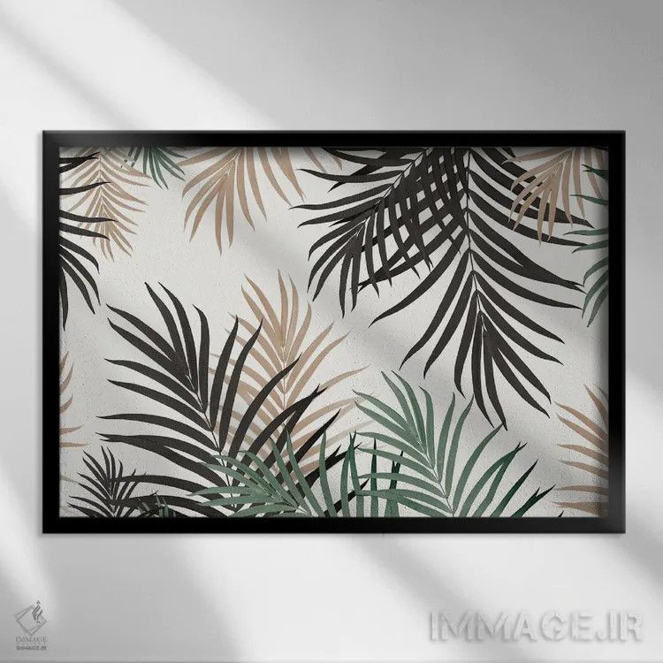 تابلو جنگل نخل یک با رنگهای پاییزی اثر هنر آنیتا و بلا - نمای قابدار مشکی
