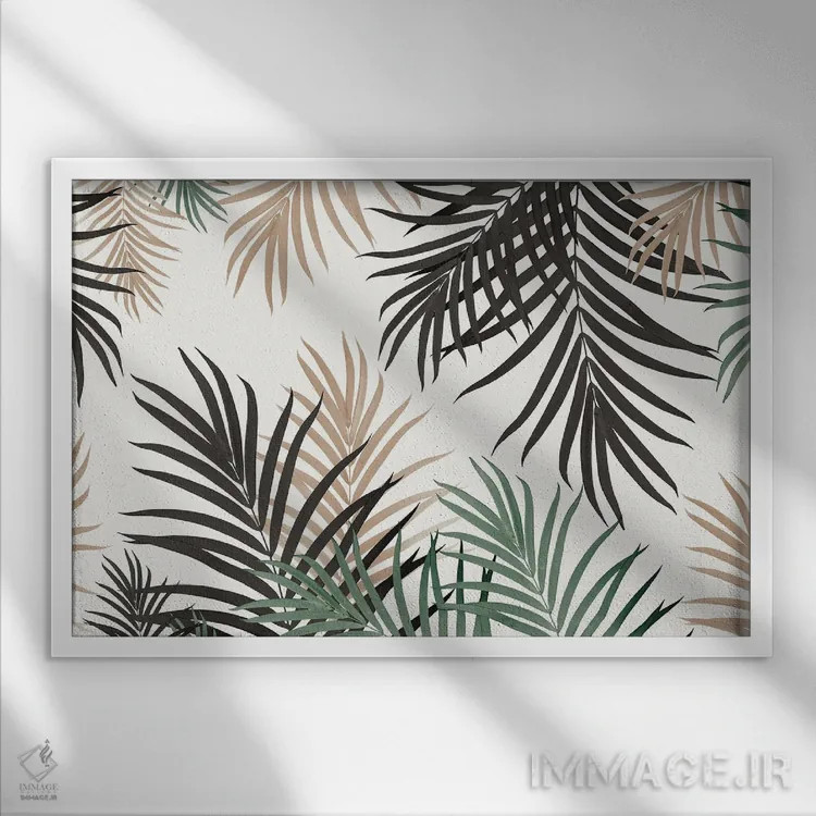 تابلو جنگل نخل یک با رنگهای پاییزی اثر هنر آنیتا و بلا - نمای قابدار سفید
