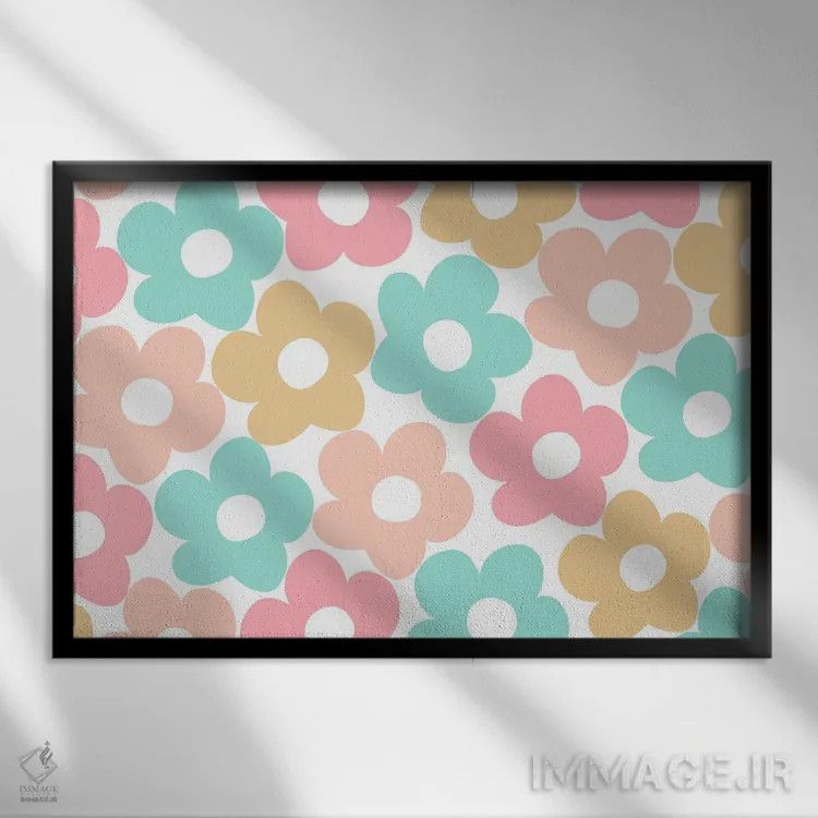 تابلو بابونههای تابستانی رترو چهارم اثر هنر آنیتا و بلا - نمای قابدار مشکی