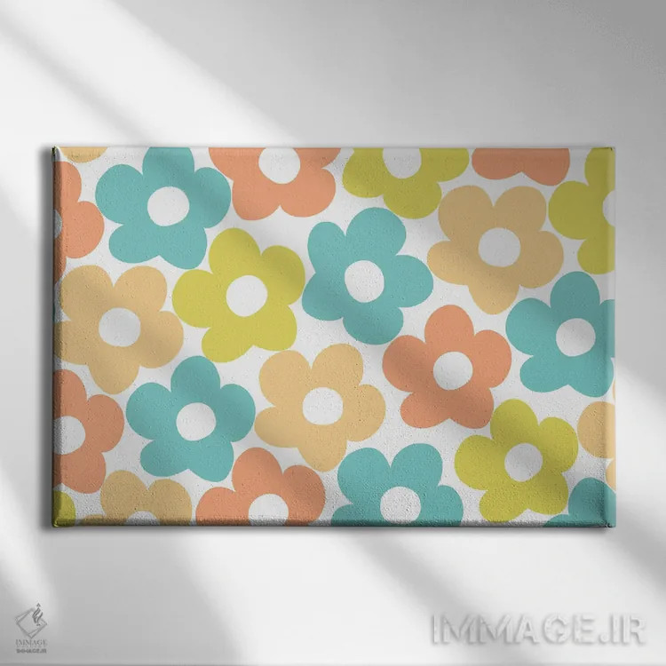 تابلو بابونههای تابستانی رترو پنجم اثر هنر آنیتا و بلا - نمای روبهرو روی دیوار