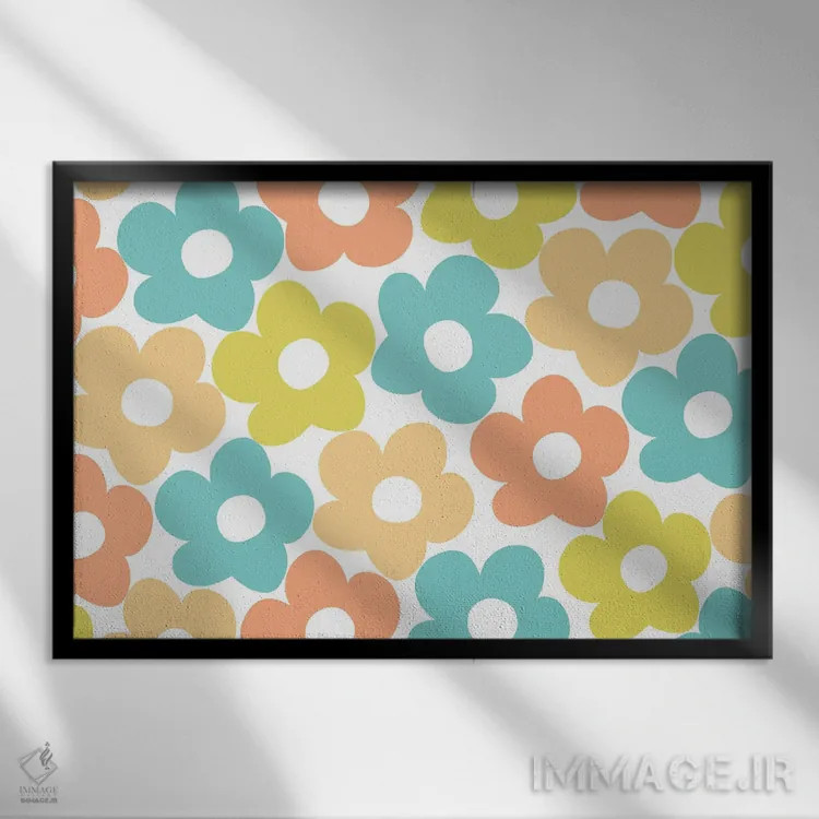 تابلو بابونههای تابستانی رترو پنجم اثر هنر آنیتا و بلا - نمای قابدار مشکی