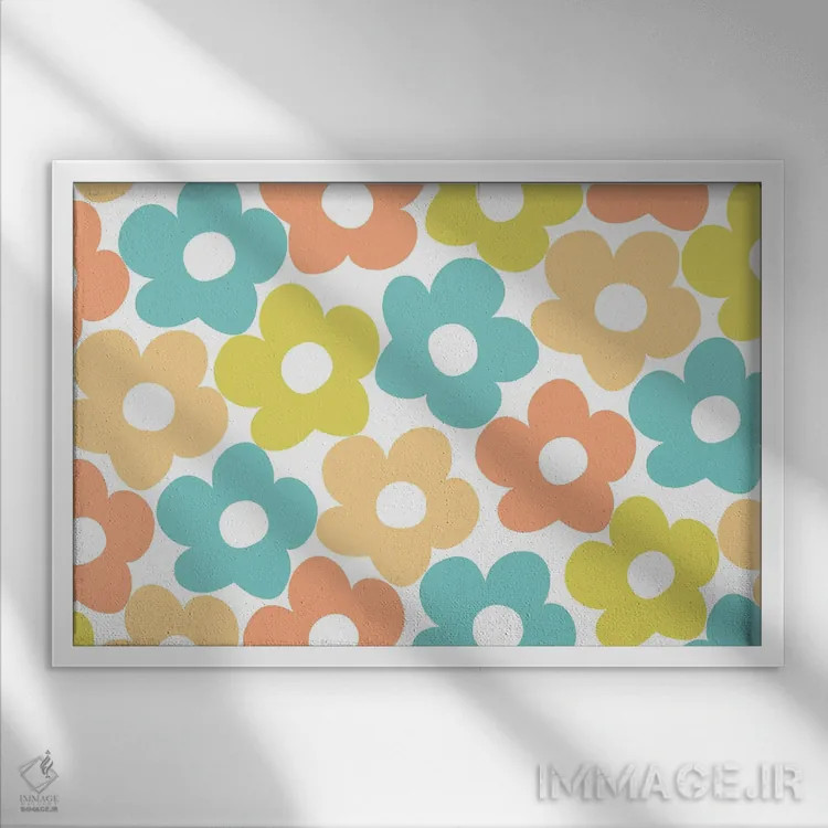 تابلو بابونههای تابستانی رترو پنجم اثر هنر آنیتا و بلا - نمای قابدار سفید