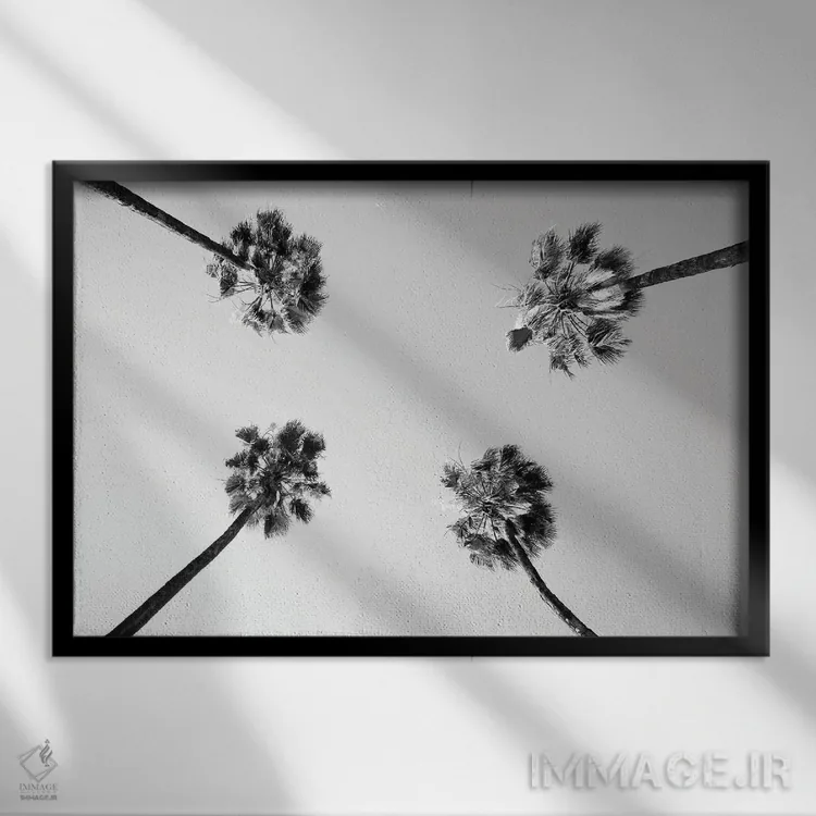 تابلو زیر نخلها چهارم اثر هنر آنیتا و بلا - نمای قابدار مشکی