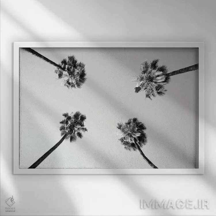 تابلو زیر نخلها چهارم اثر هنر آنیتا و بلا - نمای قابدار سفید