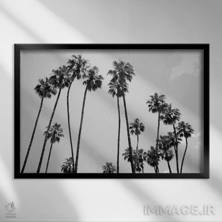 تابلو زیر نخلها پنجم اثر هنر آنیتا و بلا - نمای قابدار مشکی