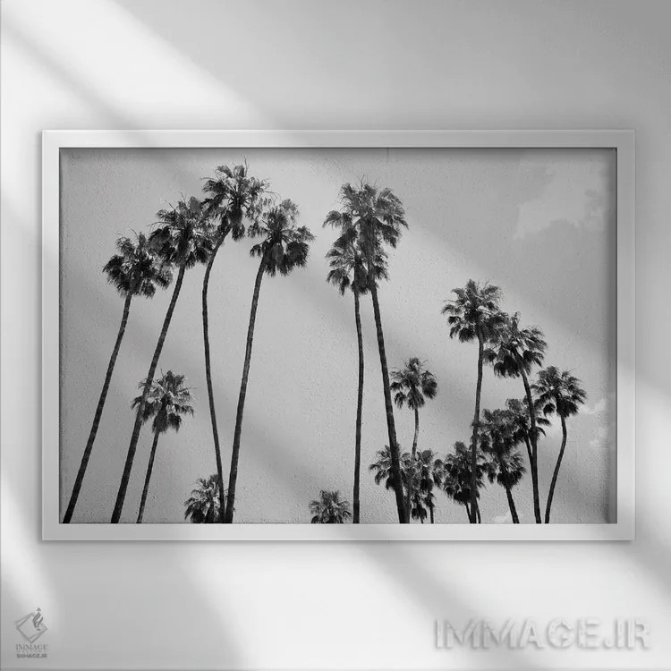 تابلو زیر نخلها پنجم اثر هنر آنیتا و بلا - نمای قابدار سفید