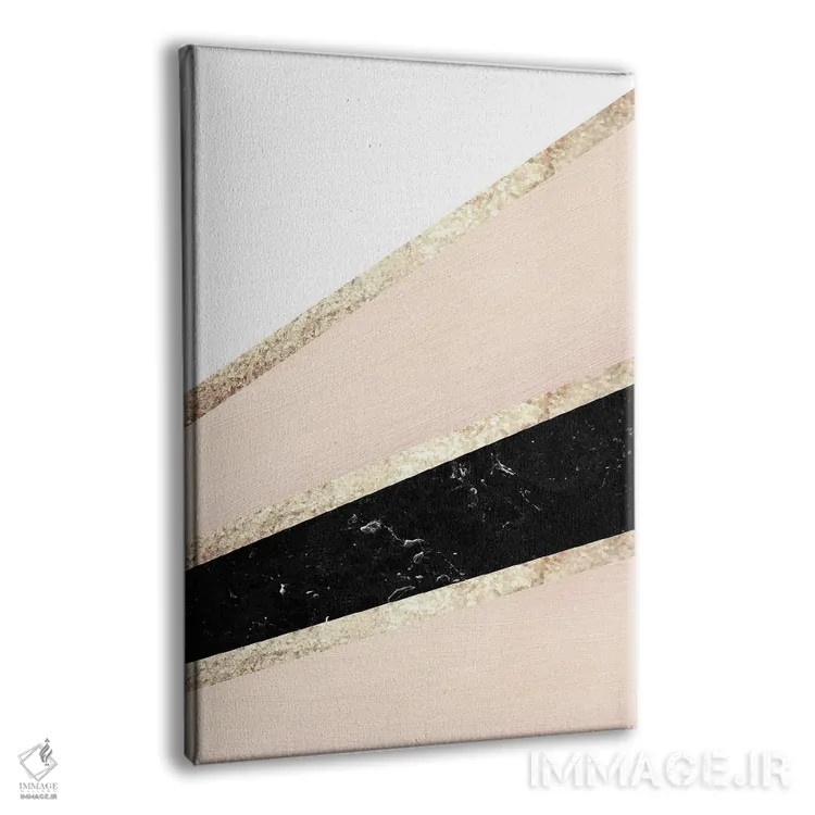 تابلو طرح مرمری صورتی، سفید، مشکی و رگههای طلای گل سرخ یکم اثر هنر آنیتا و بلا - نمای پرسپکتیو محصول