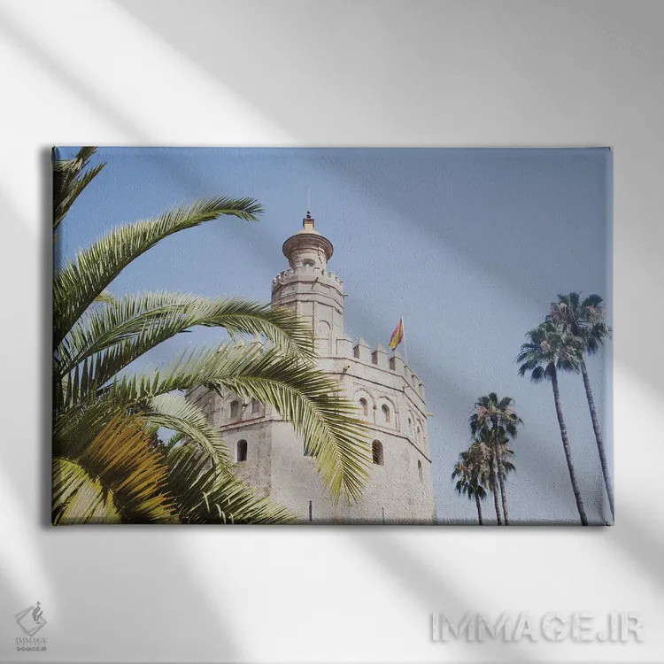 تابلو برج طلایی سویا دوم اثر هنر آنیتا و بلا - نمای روبهرو روی دیوار