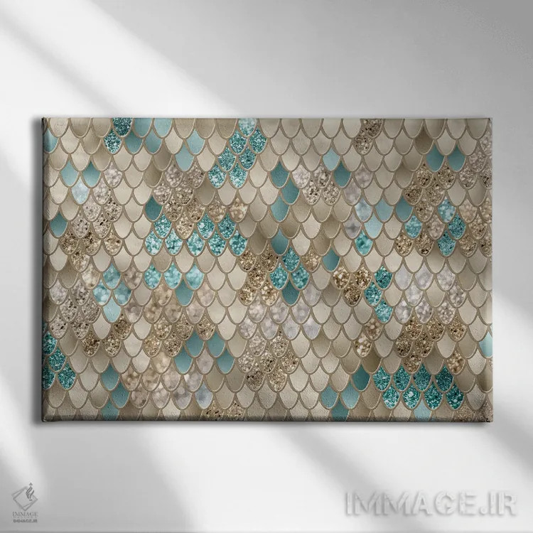 تابلو شکوه فلسهای پری دریایی دهم (با درخشش مصنوعی) اثر هنر آنیتا و بلا - نمای روبهرو روی دیوار