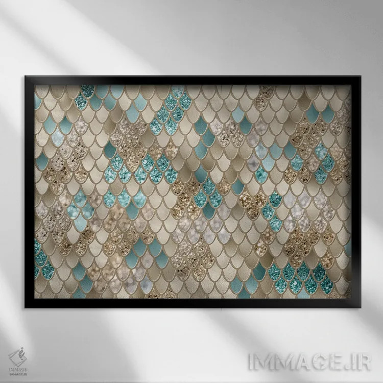 تابلو شکوه فلسهای پری دریایی دهم (با درخشش مصنوعی) اثر هنر آنیتا و بلا - نمای قابدار مشکی