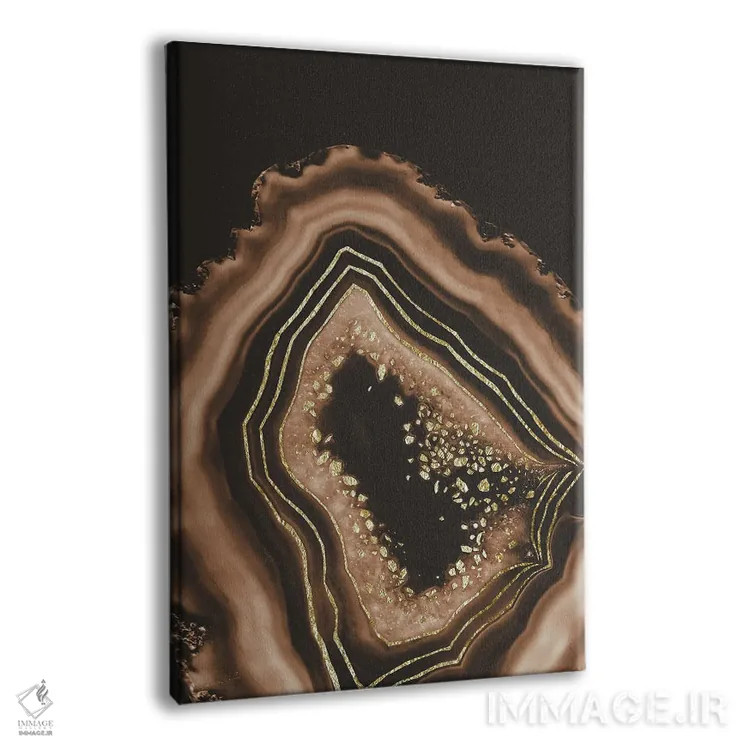 تابلو شکوه آگات قهوهای با فویل طلایی یکم اثر هنر آنیتا و بلا - نمای پرسپکتیو محصول