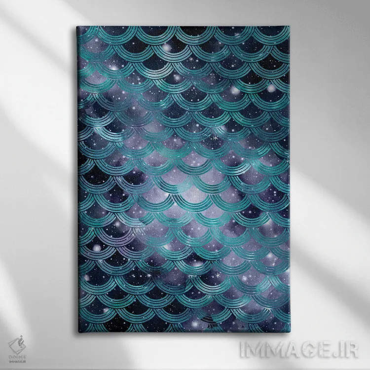 تابلو فلسهای پری دریایی رویای سحابی یکم اثر هنر آنیتا و بلا - نمای روبهرو روی دیوار