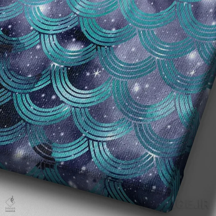 تابلو فلسهای پری دریایی رویای سحابی یکم اثر هنر آنیتا و بلا - نمای نزدیک بافت بوم