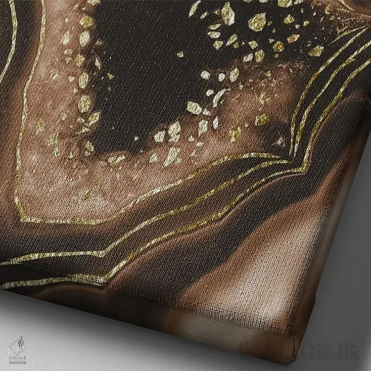 تابلو شکوه آگات قهوهای با فویل طلایی یکم اثر هنر آنیتا و بلا - نمای نزدیک بافت بوم