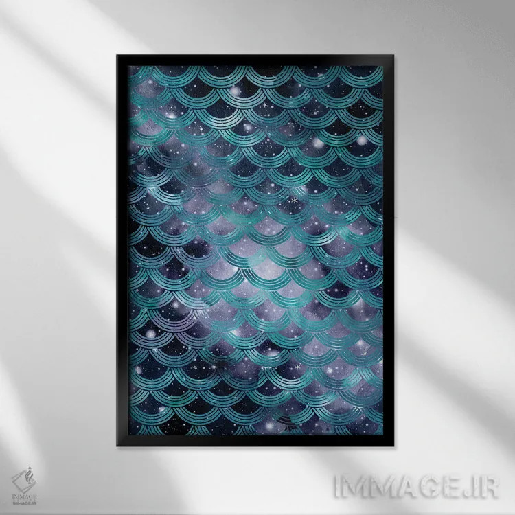 تابلو فلسهای پری دریایی رویای سحابی یکم اثر هنر آنیتا و بلا - نمای قابدار مشکی