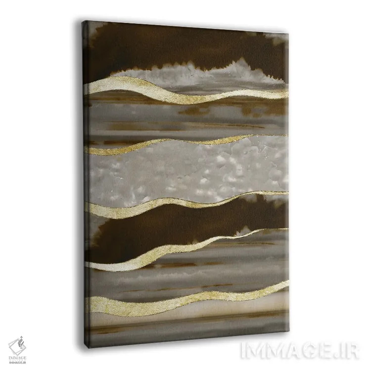 تابلو شکوه نوار طلایی آگات قهوهای یکم اثر هنر آنیتا و بلا - نمای پرسپکتیو محصول