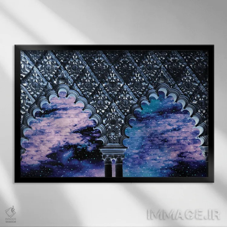 تابلو قوسهای رویایی سحابی دوم اثر هنر آنیتا و بلا - نمای قابدار مشکی