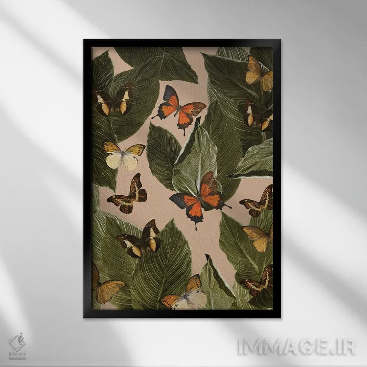 تابلو لذت جنگل پروانهها یکم اثر هنر آنیتا و بلا - نمای قابدار مشکی