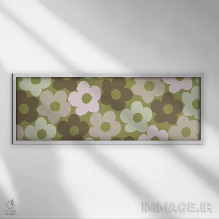 تابلو بابونههای پاییزی رترو یکم اثر هنر آنیتا و بلا - نمای قابدار سفید