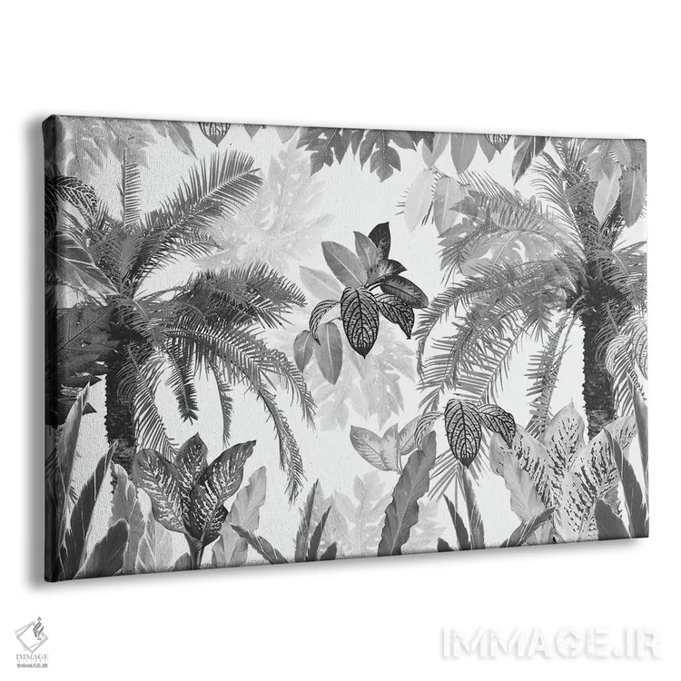 تابلو برگهای جنگل استوایی مدرن وینتیج دوم اثر هنر آنیتا و بلا - نمای پرسپکتیو محصول